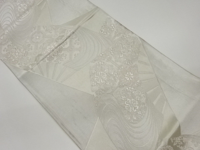 6944340: JAPANESE KIMONO / VINTAGE FUKURO OBI / WOVEN FLOWER CREST